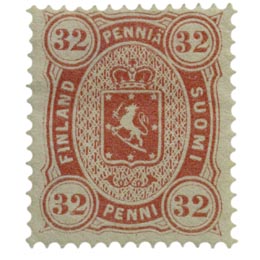 Malli 1875 karmiininpunainen postimerkki 0