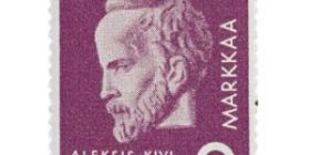 Aleksis Kiven syntymästä 100 vuotta violetti postimerkki 2 markka