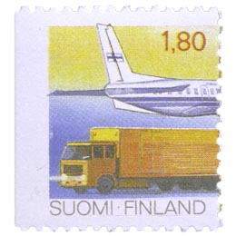Alennuspostimerkit - Lentokone ja postirekka  postimerkki 1