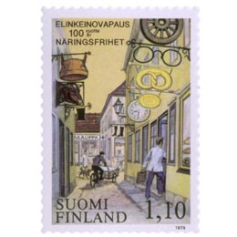 Elinkeinovapaus 100 vuotta postimerkki 1