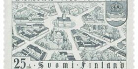 Hamina 300 vuotta sinertävän-harmaa postimerkki 25 markka