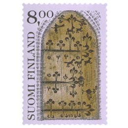 Hollolan kirkon asehuoneen ovi  postimerkki 8 markka