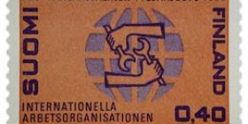 ILO Kansainvälinen työjärjestö 50 vuotta  postimerkki 0