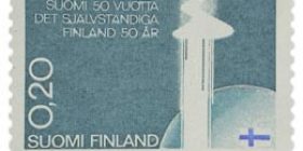 Itsenäinen Suomi 50 vuotta  postimerkki 0