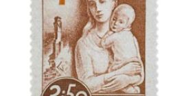 Jälleenrakennustyö - Äiti ja lapsi ruskehtavanpunainen postimerkki 3