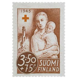 Jälleenrakennustyö - Äiti ja lapsi ruskehtavanpunainen postimerkki 3