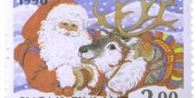 Joulupukki poroineen  postimerkki 2 markka