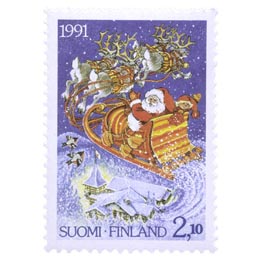 Joulupukki reessä  postimerkki 2