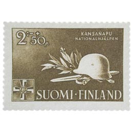 Kansanapu tummanruskea postimerkki 2 markka