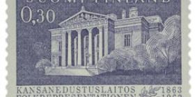 Kansanedustuslaitos 100 vuotta siniharmaa postimerkki 0