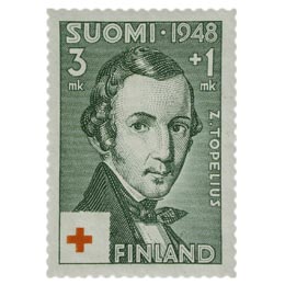 Kirjailija Zachris Topelius vihreä postimerkki 3 markka