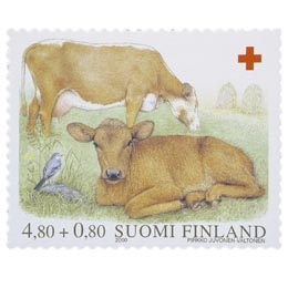 Kotieläimiä - Lehmä ja vasikka  postimerkki 4