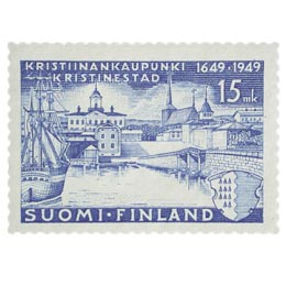 Kristiinankaupunki 300 vuotta sininen postimerkki 15 markka