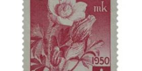 Kukkia - Kangasvuokko lilanpunainen postimerkki 9 markka
