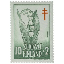 Kukkia - Kielo vihreä / punainen postimerkki 10 markka