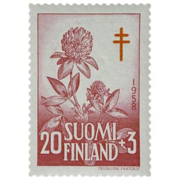 Kukkia - Puna-apila lilanpunainen / punainen postimerkki 20 markka