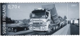 Kuorma-autoliikennettä - Asfaltointi  postimerkki 0