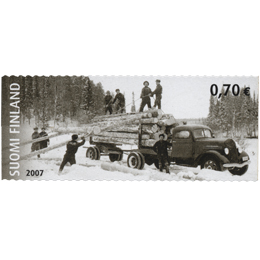 Kuorma-autoliikennettä - Tukkisavotta  postimerkki 0