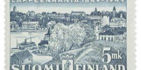 Lappeenranta 300 vuotta sinivihreä postimerkki 5 markka