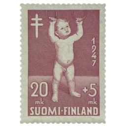 Lastenhuolto lila postimerkki 20 markka