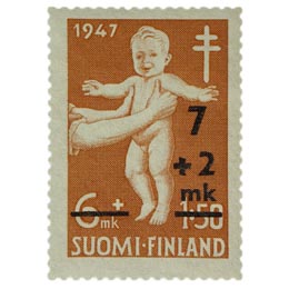 Lastenhuolto punainen postimerkki 7 markka