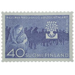 Maailman pakolaisvuosi sininen postimerkki 40 markka