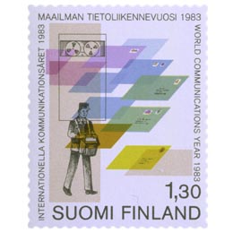 Maailman tietoliikennevuosi - Postiliikenne  postimerkki 1