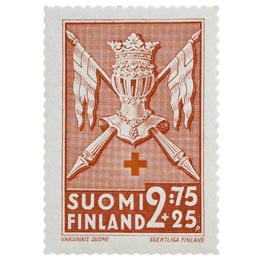 Maakuntien vaakunoita - Varsinais-Suomi karmiini postimerkki 2