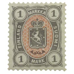 Malli 1885 harmaa / punainen postimerkki 1 markka
