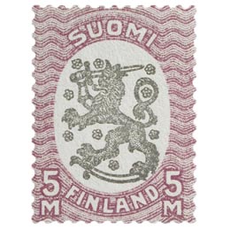 Malli 1917 Saarinen lila/musta postimerkki 5 markka