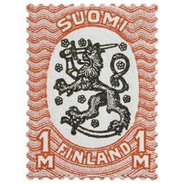 Malli 1917 Saarinen punainen / musta postimerkki 1 markka