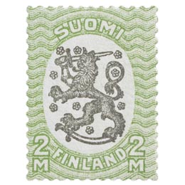 Malli 1917 Saarinen vihreä / musta postimerkki 2 markka