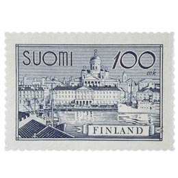 Malli 1930 Helsinki harmaansininen postimerkki 100 markka