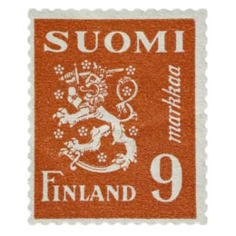 Malli 1930 Leijona punainen postimerkki 9 markka