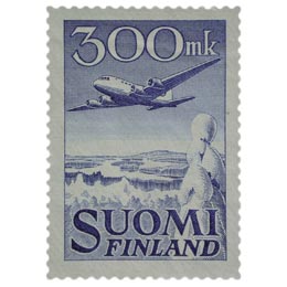 Malli 1930 Lentokone sininen postimerkki 300 markka