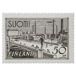 Malli 1930 Tampere lilanharmaa postimerkki 50 markka