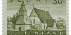 Malli 1954 Lammin kirkko oliivi postimerkki 30 markka