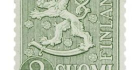 Malli 1954 Leijona oliivinvihreä postimerkki 2 markka
