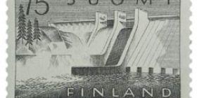 Malli 1954 Pyhäkosken voimalaitos harmaa postimerkki 75 markka