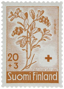 Marjoja - Puolukka punainen postimerkki 20 markka