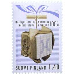 Metrijärjestelmä Suomessa 100 vuotta  postimerkki 1