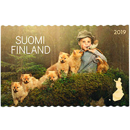 Metsäretki - Poika ja koiranpennut  postimerkki kotimaa ikimerkki