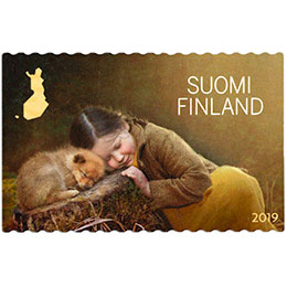 Metsäretki - Tyttö ja koiranpentu postimerkki kotimaa ikimerkki