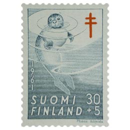 Nisäkkäitä - Norppa vihreä / punainen postimerkki 30 markka