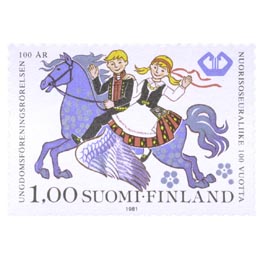 Nuorisoseuraliike 100 vuotta  postimerkki 1