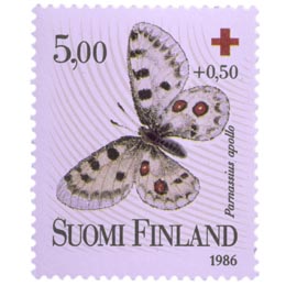 Perhosia - Apolloperhonen  postimerkki 5 markka