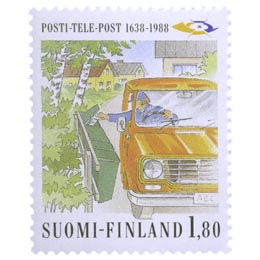 Posti- ja Telelaitos 350 vuotta - Jakeluauto  postimerkki 1