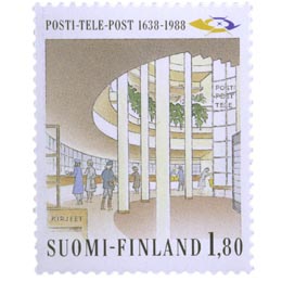 Posti- ja Telelaitos 350 vuotta - Malmin postitalo  postimerkki 1