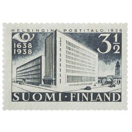 Postin 300-vuotisjuhla - Helsingin pääpostitalo siniharmaa postimerkki 3