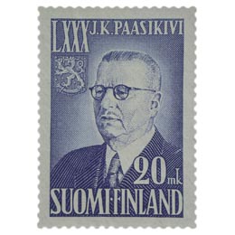 Presidentti J.K. Paasikivi 80 vuotta sininen postimerkki 20 markka